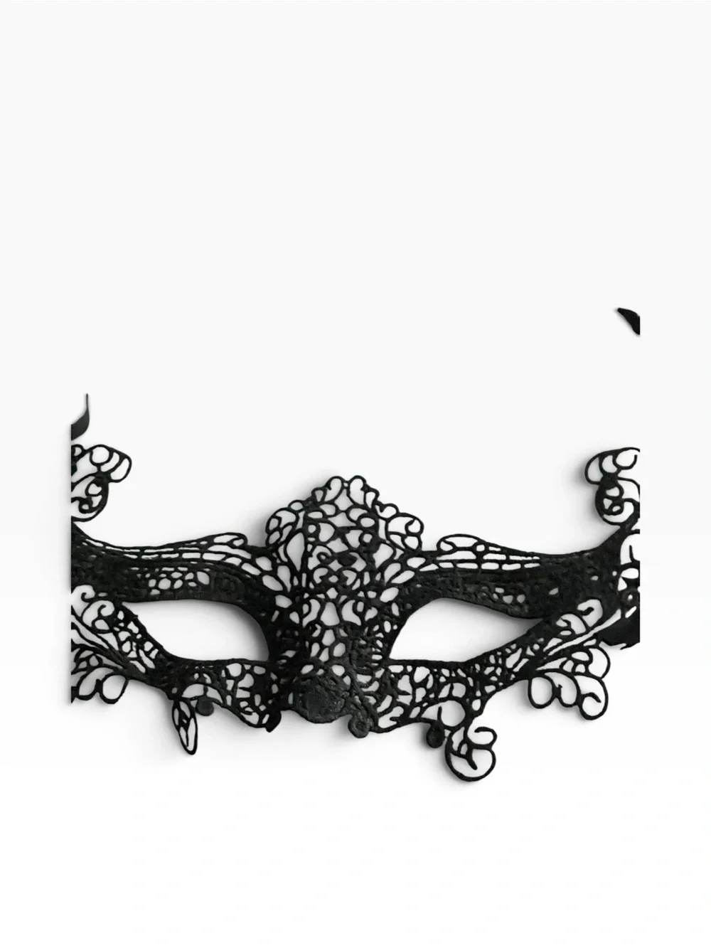Black Lace Venetian Eye Mask with Ribbon Ties